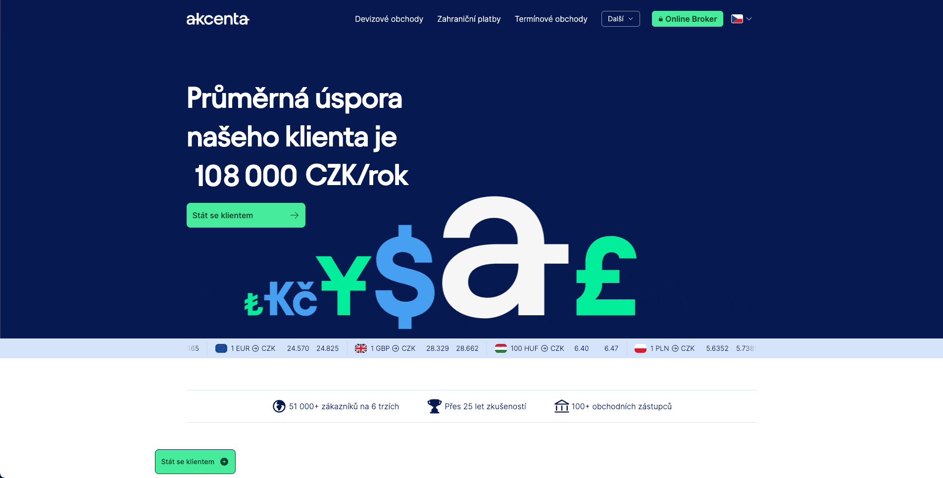 Ukázka stránky projektu Akcenta landing page